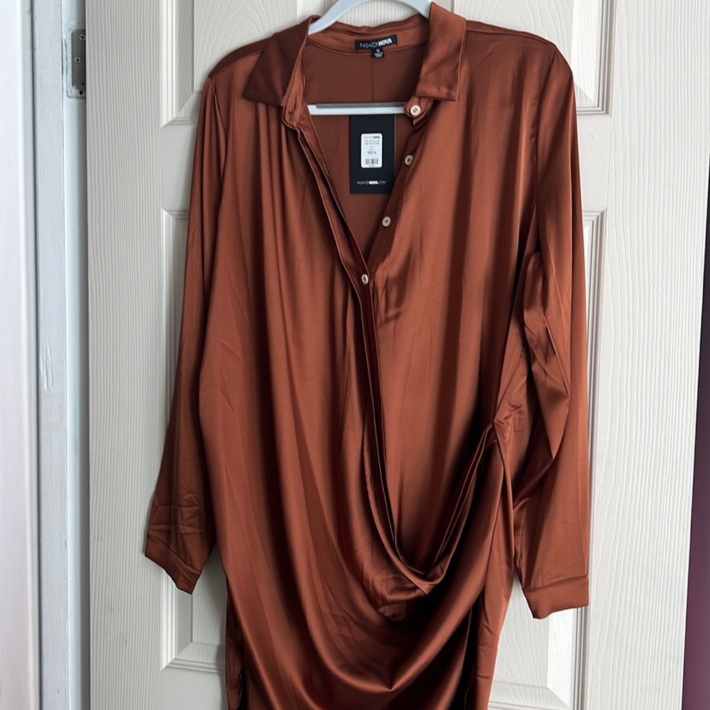 Satin shirt dress
